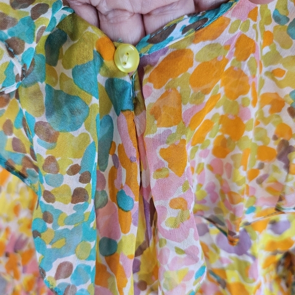 Milly Womens Silk Pastel Confetti Blouson & Matching Tank Under Sz 10 V/Neck - Picture 4 of 15